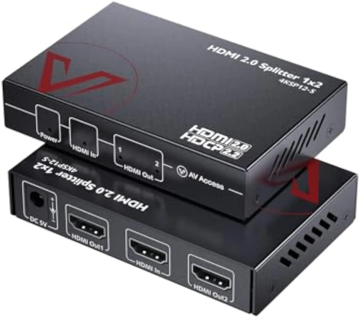 4K@60Hz/1080p@120Hz HDMI 2.0 Splitter 1 in 2 Out, Auto Downscaler with HDR10 &3D, 18Gbps Zero Latency, AV Access Gaming Splitter