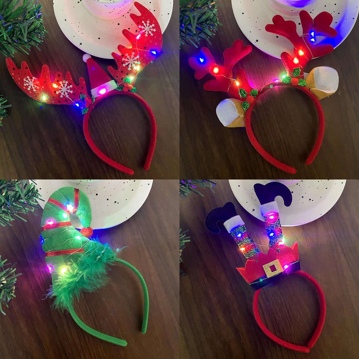 LED Christmas Antler Headband Flush Hair Hoop Children Party Costume Cute Xmas Decoration Gifts