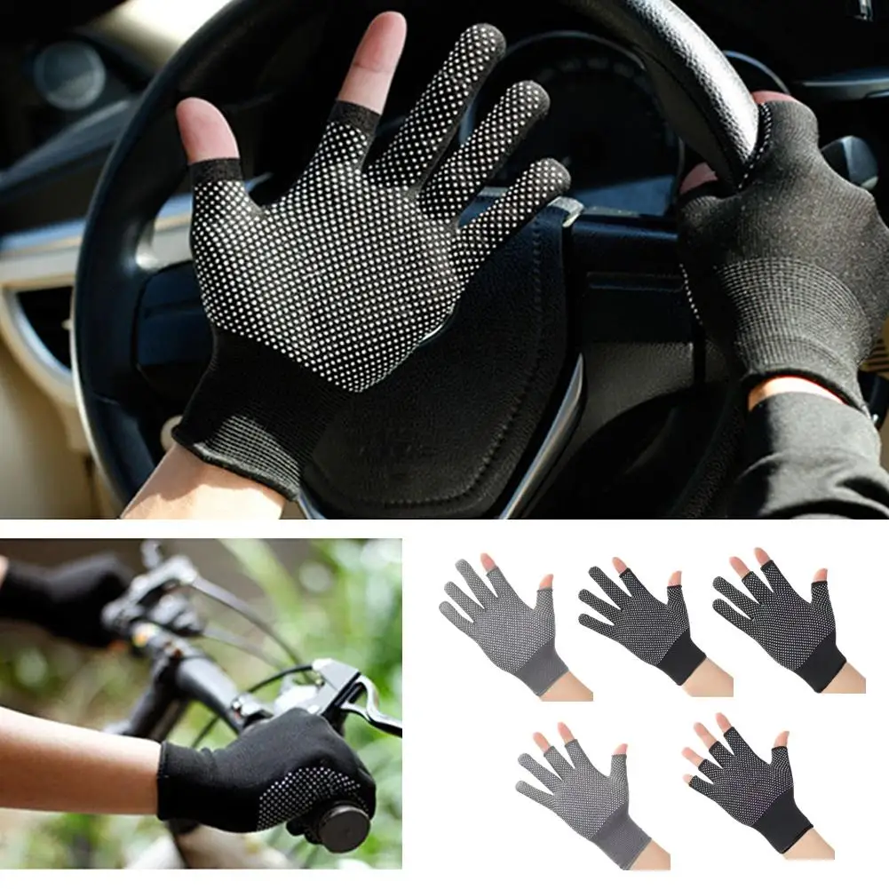 1Pair Two-Finger Cycling Gloves Touchscreen Three-Finger Breathable Outdoor Gloves Fishing Gloves Sports Fishing Cut G8P1