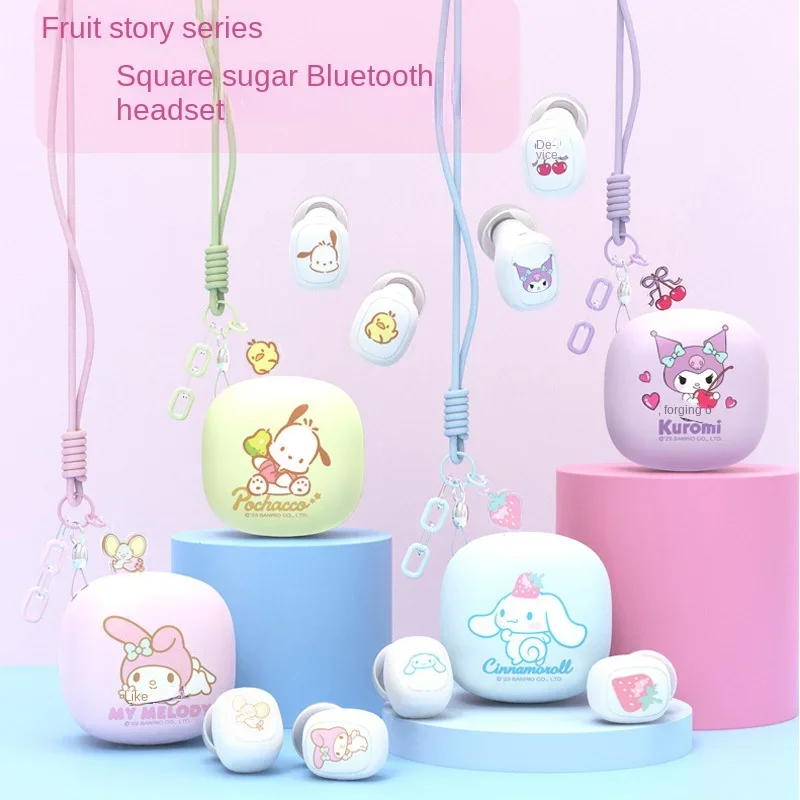 Sanrio My Melody Bluetooth Headphones Kuromi Cute Wireless Headset Cinnamoroll Sport Noise Reduction Touch Control Game Earphone