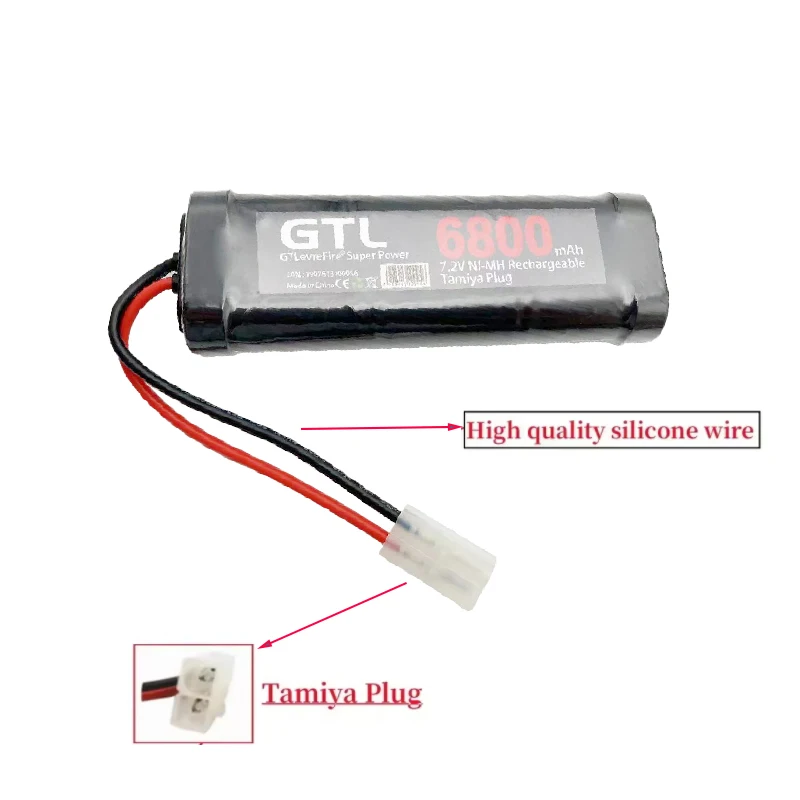 7.2V 6800mAh NiMH Replacement RC Battery with Tamiya Discharge Connector for RC Toys Racing Boat Airplane Off-Road Vehicle