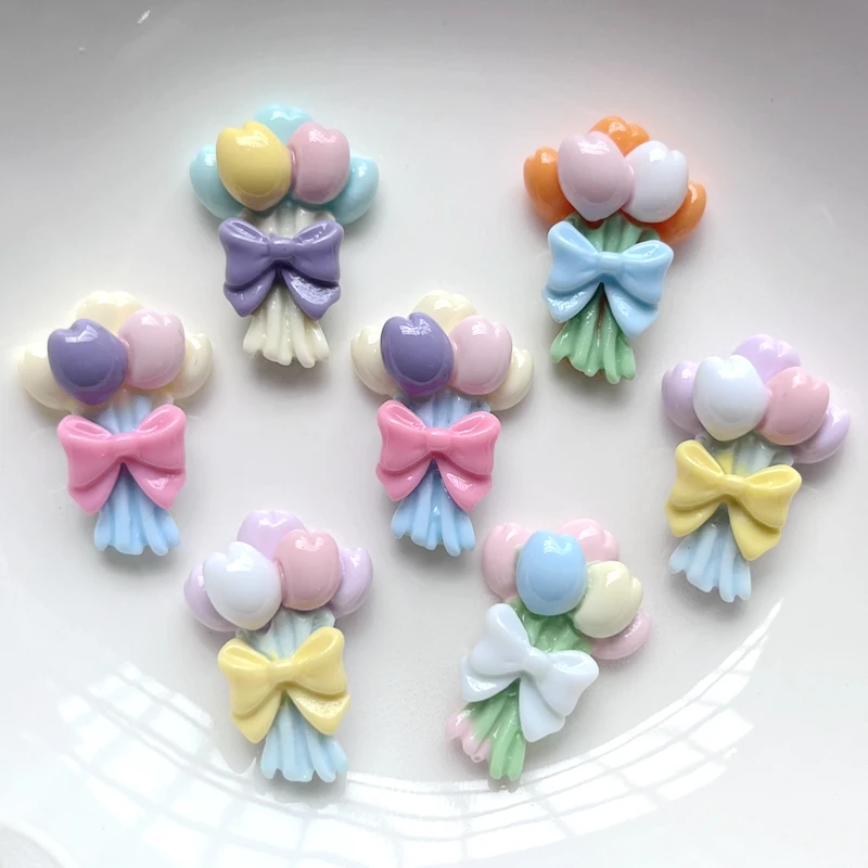 10 new 17*23MM cute mini cartoon flower bouquet resin carbon circle scrapbook Diy jewelry decorative craft accessories