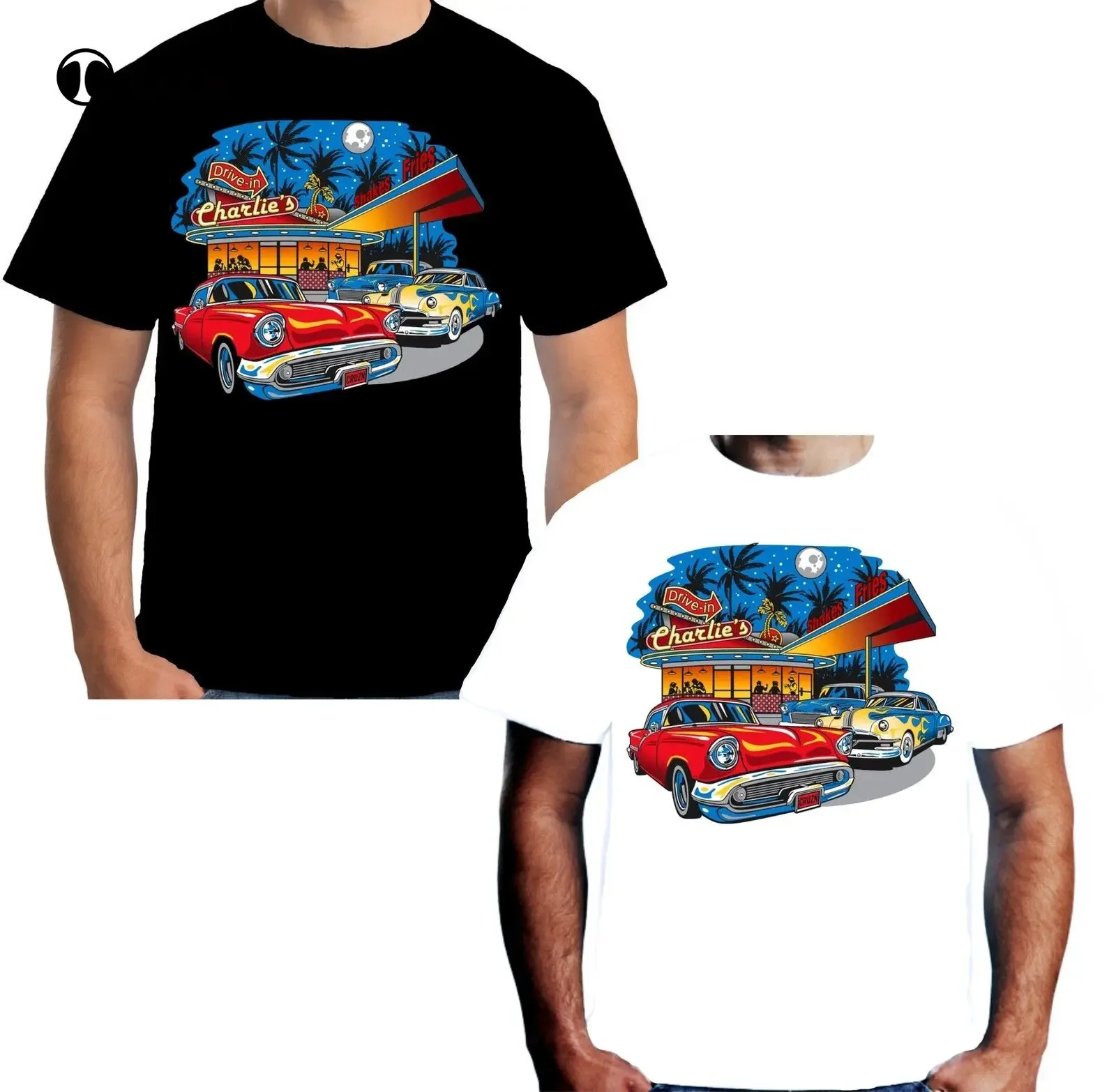 Men'S T-Shirt Newest Mens T-Shirt 1950'S American Drive In Diner Hot Rat Rod Custom Base Shirt Unisex Fashion Tshirt Summer