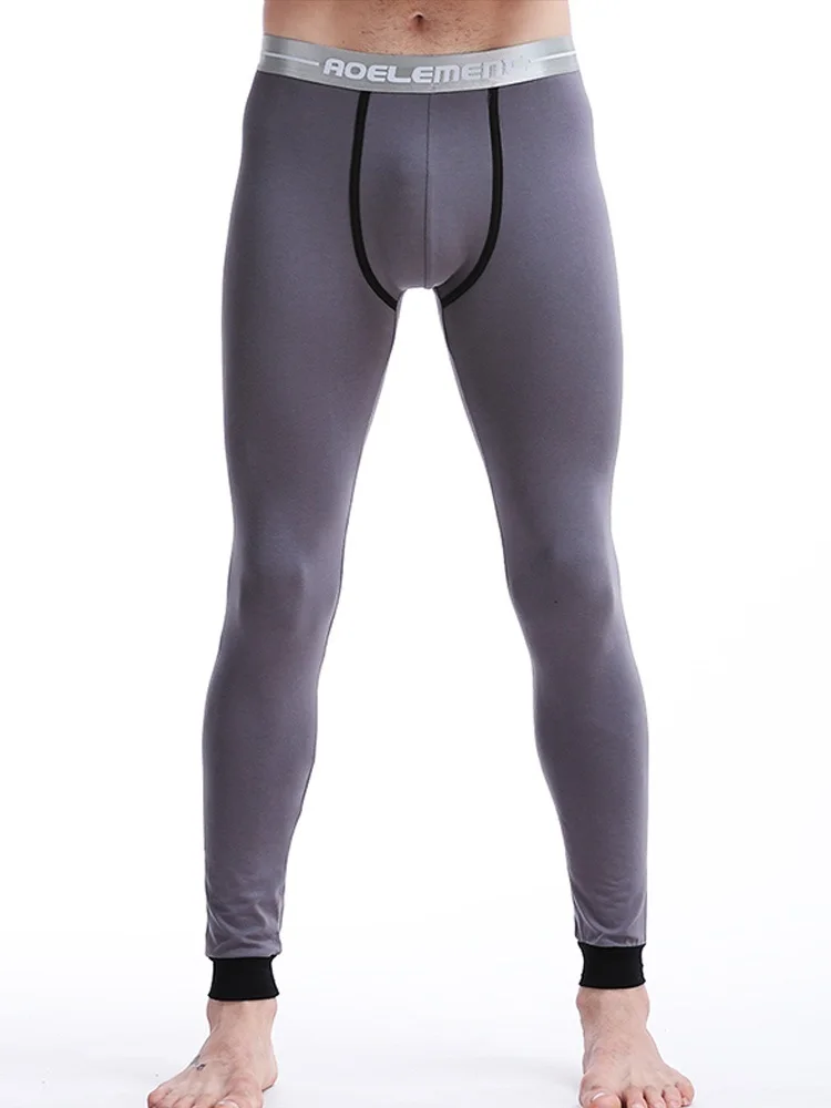 Men's long Johns single-piece thin tight-fitting underpants line pants thermal pants slim cotton woolen pants autumn and winter 4