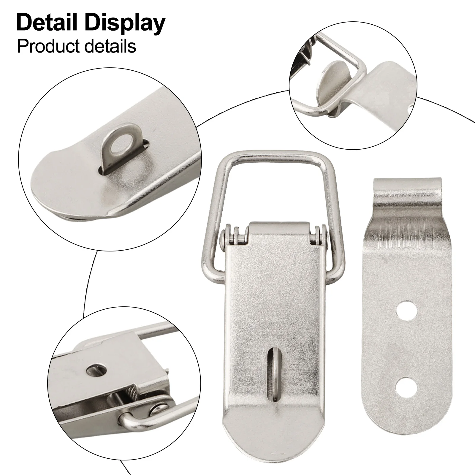6 Pack 90 Degree Duck-Mouth Buckle Hook, Stainless Steel Hasp Latch For Wooden Box Cabinet Door Luggage, Silver Padlock Clip