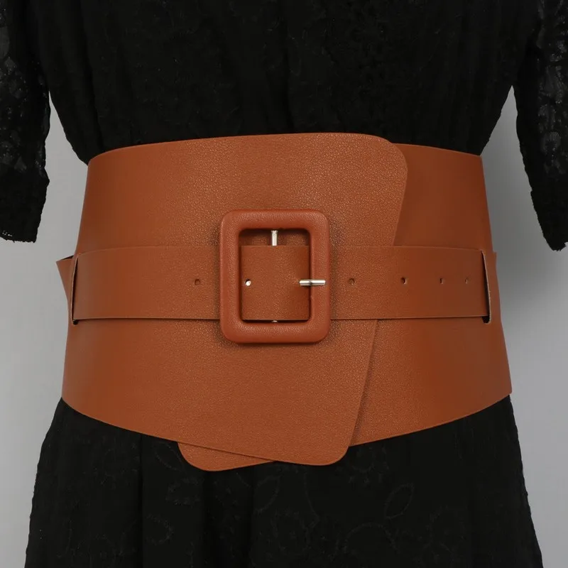 ผู้หญิงวินเทจหนัง PU รัดตัวหญิงคัมเมอร์บันด์โค้ตเข็มขัดชุดตกแต่งเข็มขัดกว้าง J1541