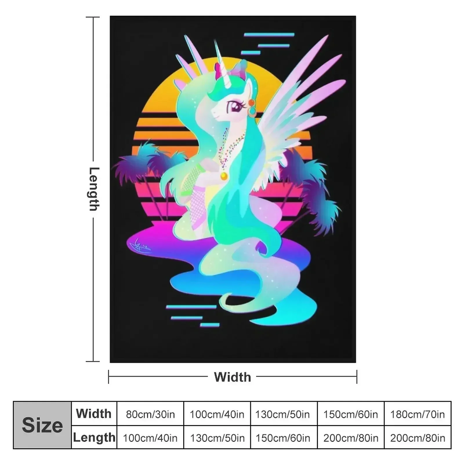 Synthwave Princess Celestia Throw Blanket Large Soft Blankets