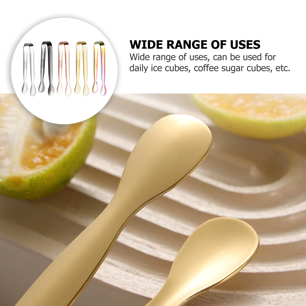 

5pcs Stainless Steel Ice Clip Compact Tongs MultiFunction Serving Household Practical Beautiful Cocktails Whiskey Coffee