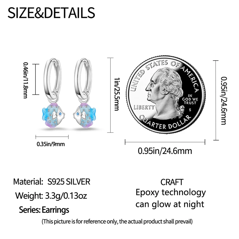 Orstarry Original-Ohrringe aus 925er-Sterlingsilber mit blauem Teufelsfisch für Damen, Creolen, Jahrestag, Schmuck, trendige Geschenke – Detail 22