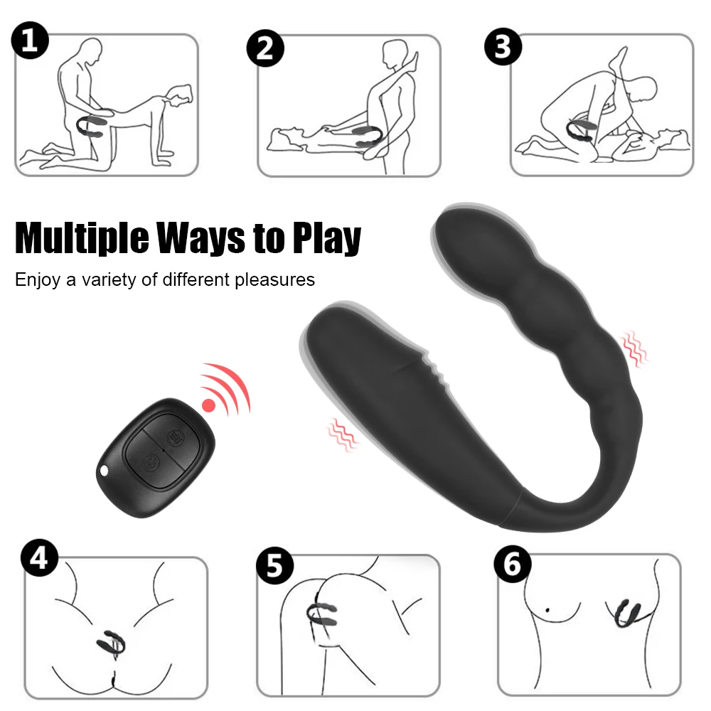 10 Modes Double Head Dildo Vibrator Wireless Control U-shaped G-Spot Vagina Stimulator Clit Anal Massager Sex Toys For Women