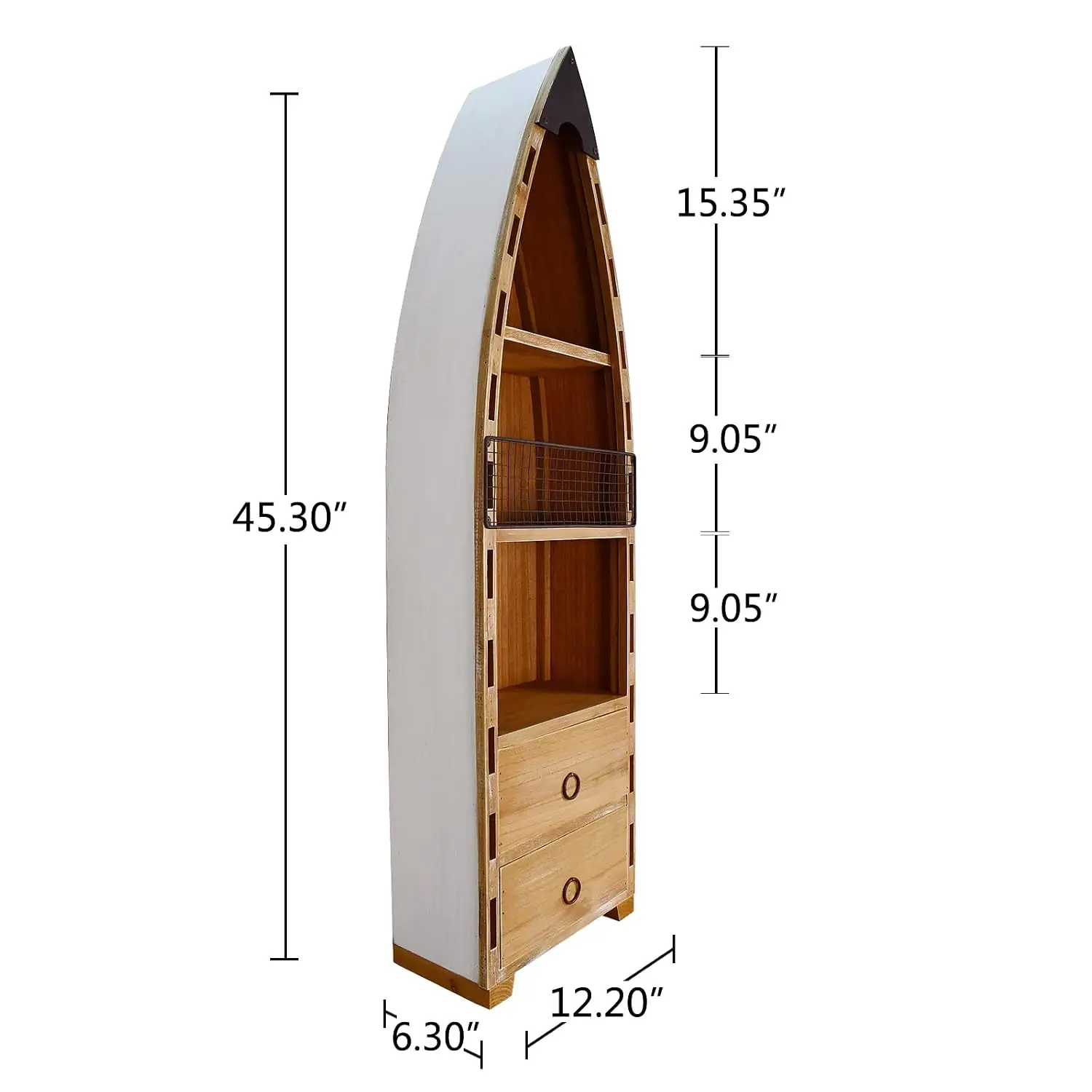 Solid Wood Boat Shelf Nautical Wall Decor Beach Storage Display 3-Tier Bookcase, Customized