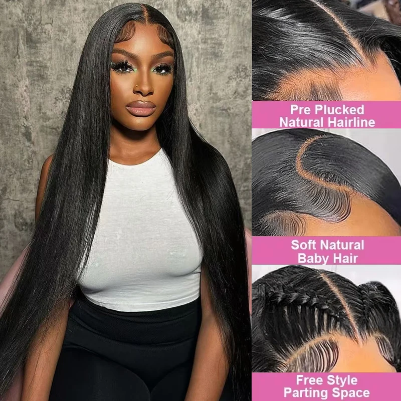 13x6 Straight Lace Front Wigs Human Hair Transparent Lace Front Human Hair Wigs for Women Brazilian Virgin Hair Straight Wigs image 2