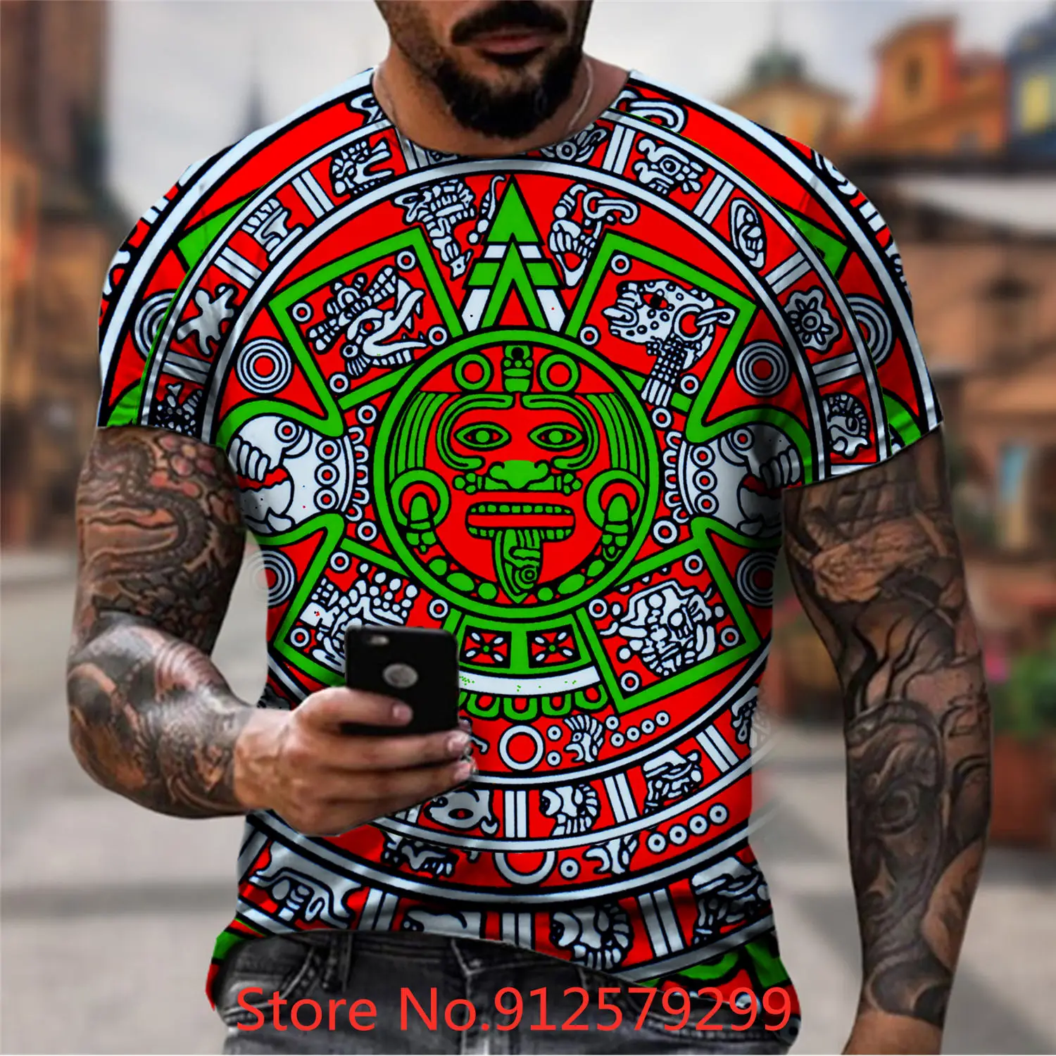2022 Mexico Aztec 3D Printed T - Mens Fashion Mexico recension och pris