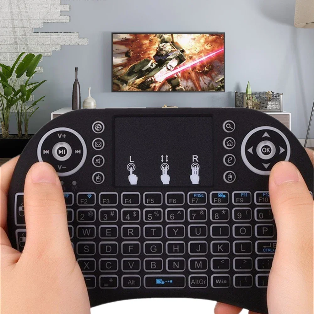 i8 2.4GHz Mini Keyboard Wireless Keyboard 3 Color Backlit English Russian Air Mouse with Touchpad Remote Control For PC Laptop