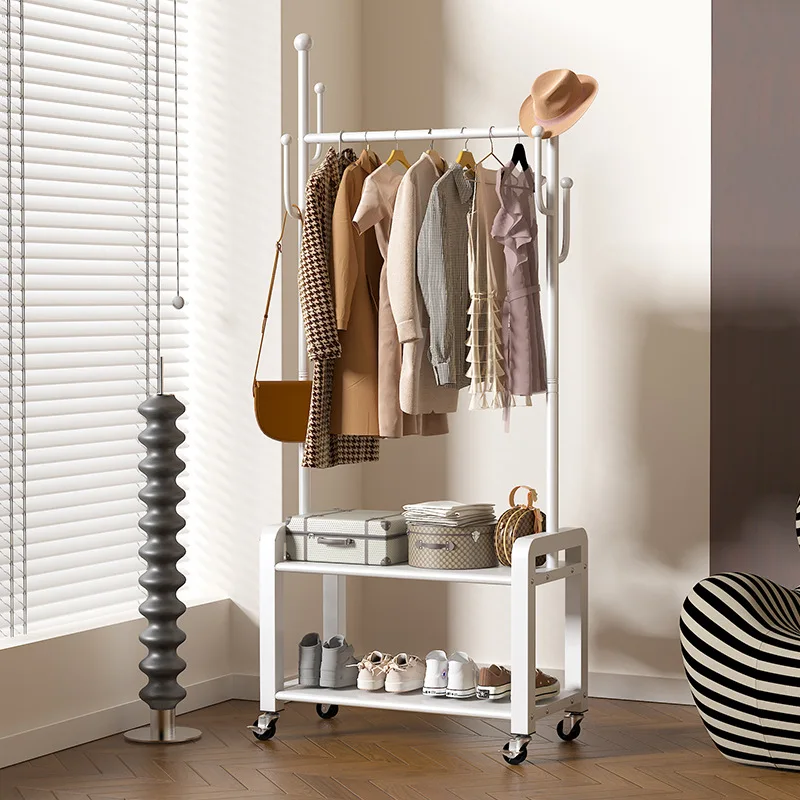 Coat rack storage cabinet integrated movable floor-standing clothes rack, simple home bedroom entrance door bag storage rack
