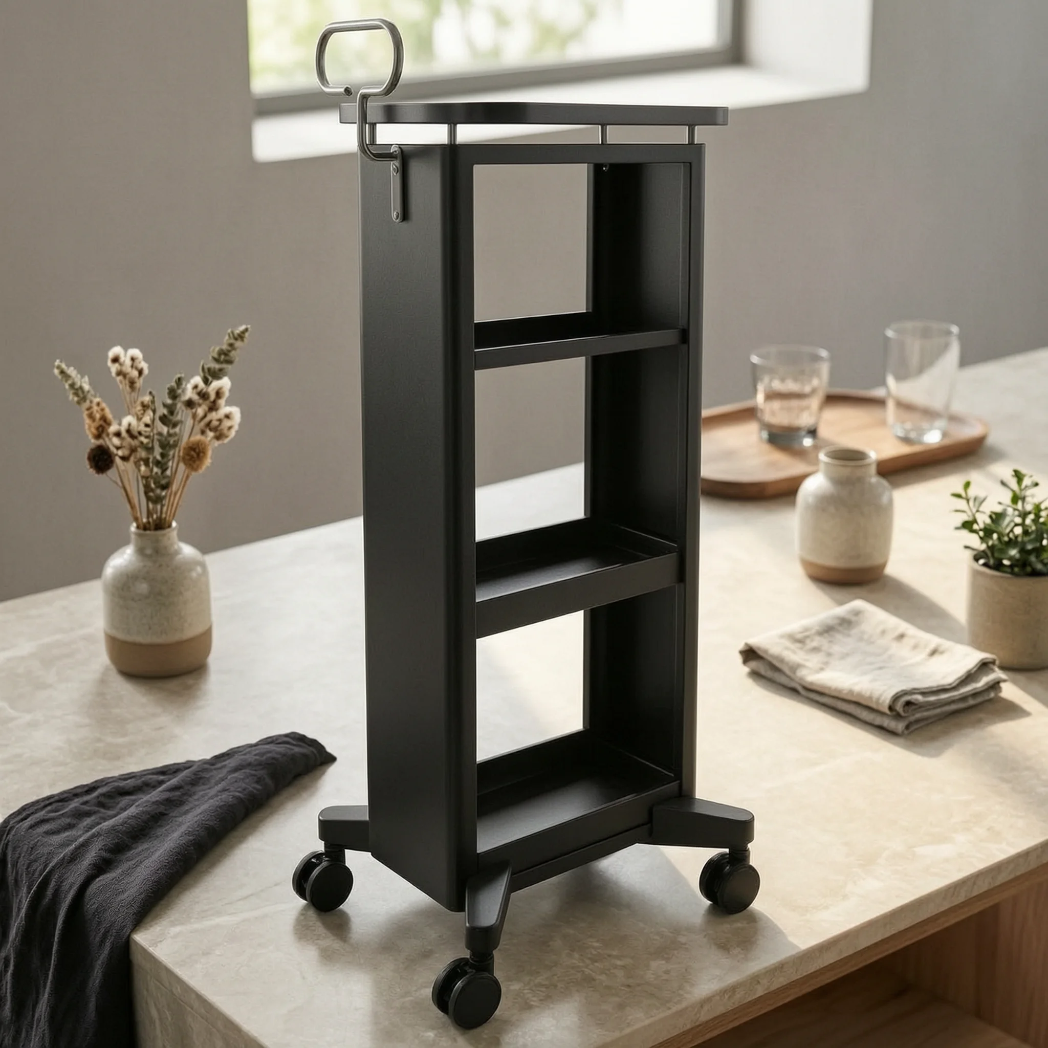Salon Trolley Narrow Hairdressing Trolley Hair Stylist Station Wheeled Rolling Cart Space Saving for Hairdressers