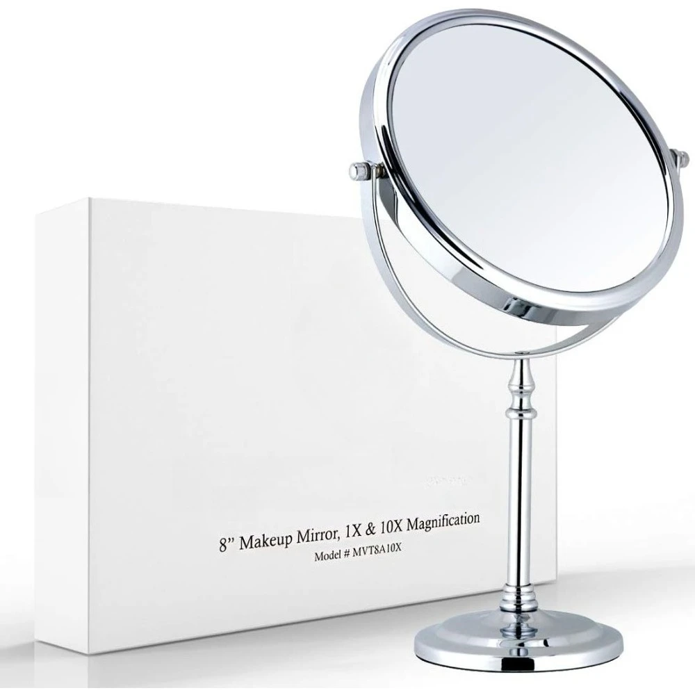 

Makeup Mirror with Stand, 15 Inches High, 8 Inches Wide, Double-sided Magnifying Makeup Mirror