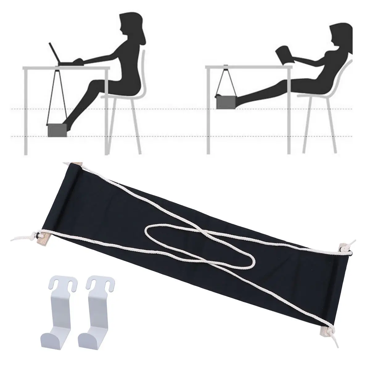 Foldable Under Desk Foot Hammock – Lightweight Portable Canvas Footrest for Ergonomic Office Support
