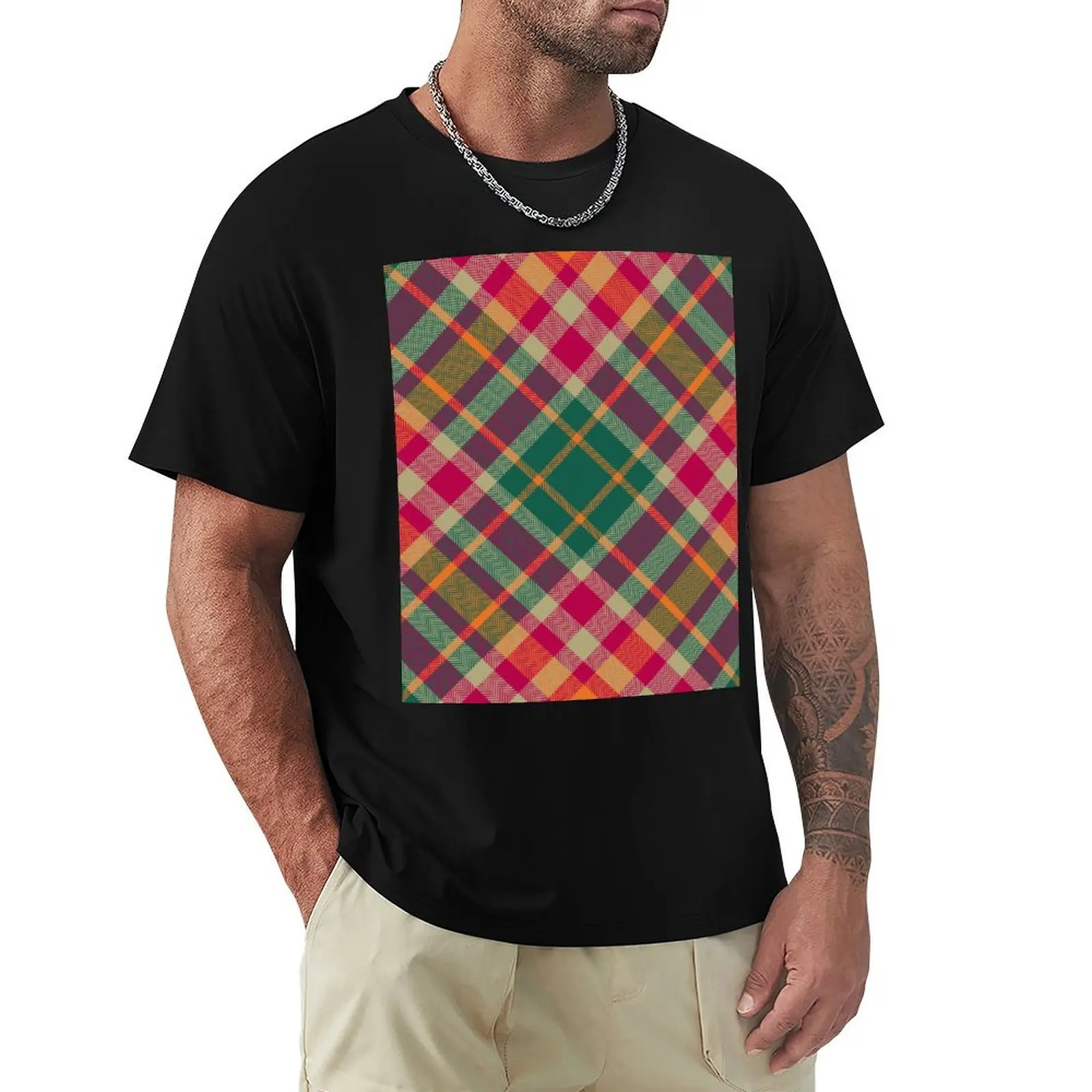 fabric check seamless pattern T-Shirt t shirts for man slim fit T-Shirt