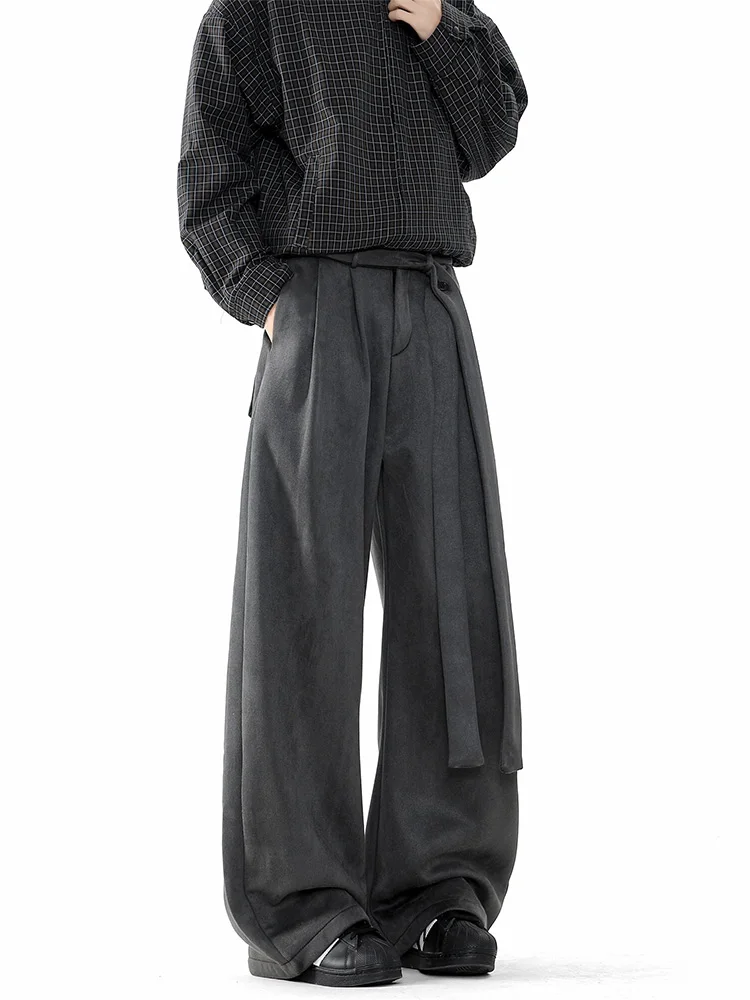 

Мужские широкие брюки в неаполитанском стиле с драпировкой, повседневные длинные брюки прямого кроя из полиэстера, летний сезон, американский стиль