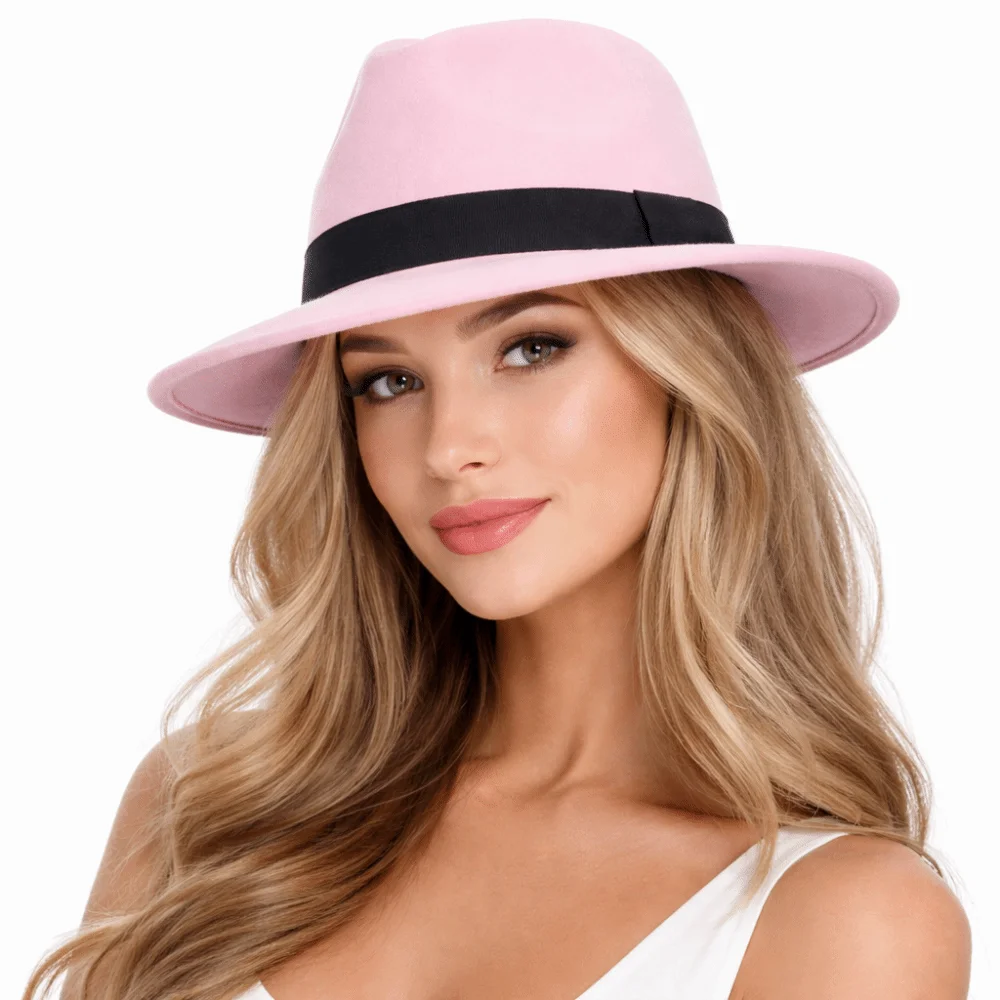 

Trendy Solid Color Men's Felt Hat British Style Classic Woolen Flat Top Hat Elegant Big Brim Women Jazz Hat Casual Wear