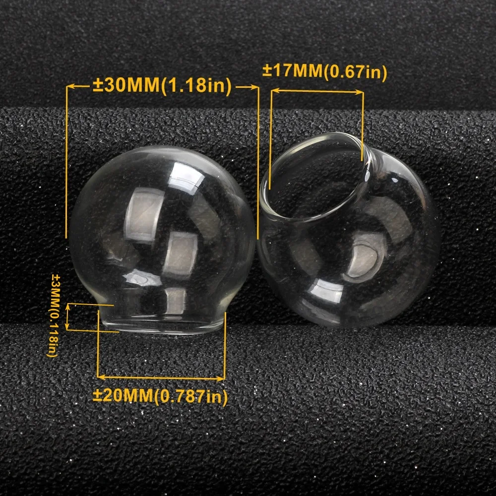 6pcs 30mm Glass Globe Bottles Fillable Ball Vial DIY Necklace Pendant Drift Candle Atmosphere Lamp Home Decor Craft Accessories
