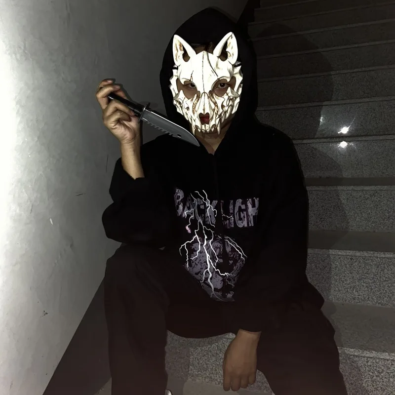 Máscara de demonio de Halloween, disfraz de calavera de hombre lobo, Cosplay de Anime, sombreros faciales, accesorios de fiesta de terror