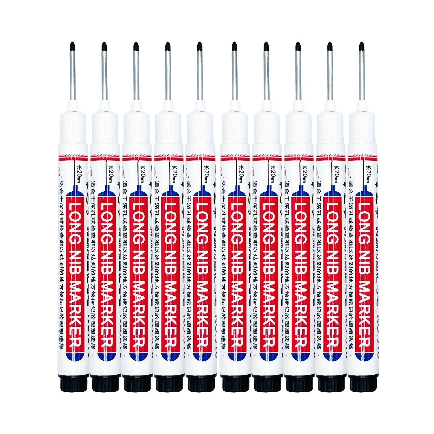 5-15 stuks 20mm Diepe Gat Lange Punt Markeringen Voor Metaal Perforeren Pen Waterdicht Badkamer Houtbewerking Decoratie Multifunctioneel