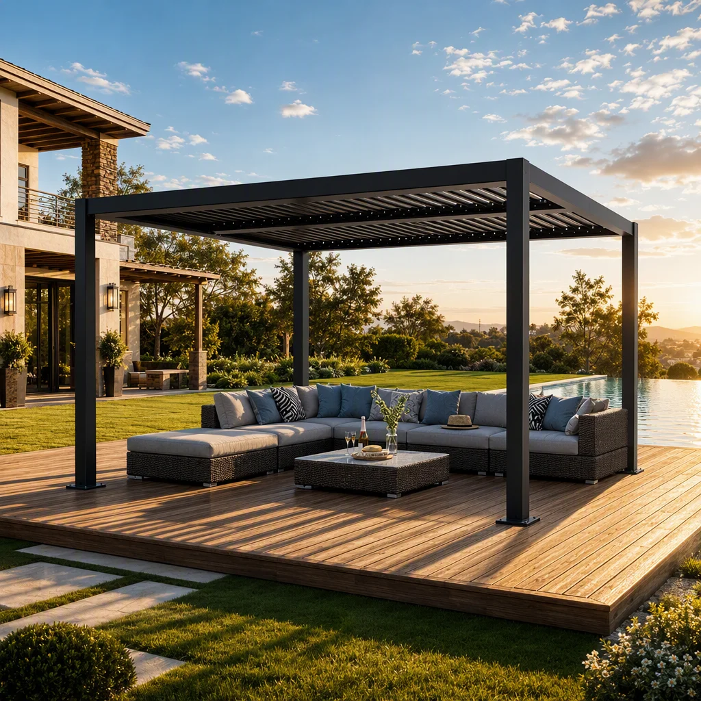 High End Garden Aluminum Alloy Pavilion Outdoor Large Space Leisure Party Pergola Exquisite Modern Villa Backyard Life Gazebo