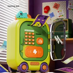 Electric Piggy Bank Cartoon Fingerprint Password Cash Box Saving Money Automatic Atm Machine Safe Pretend Play Toy Children Gift