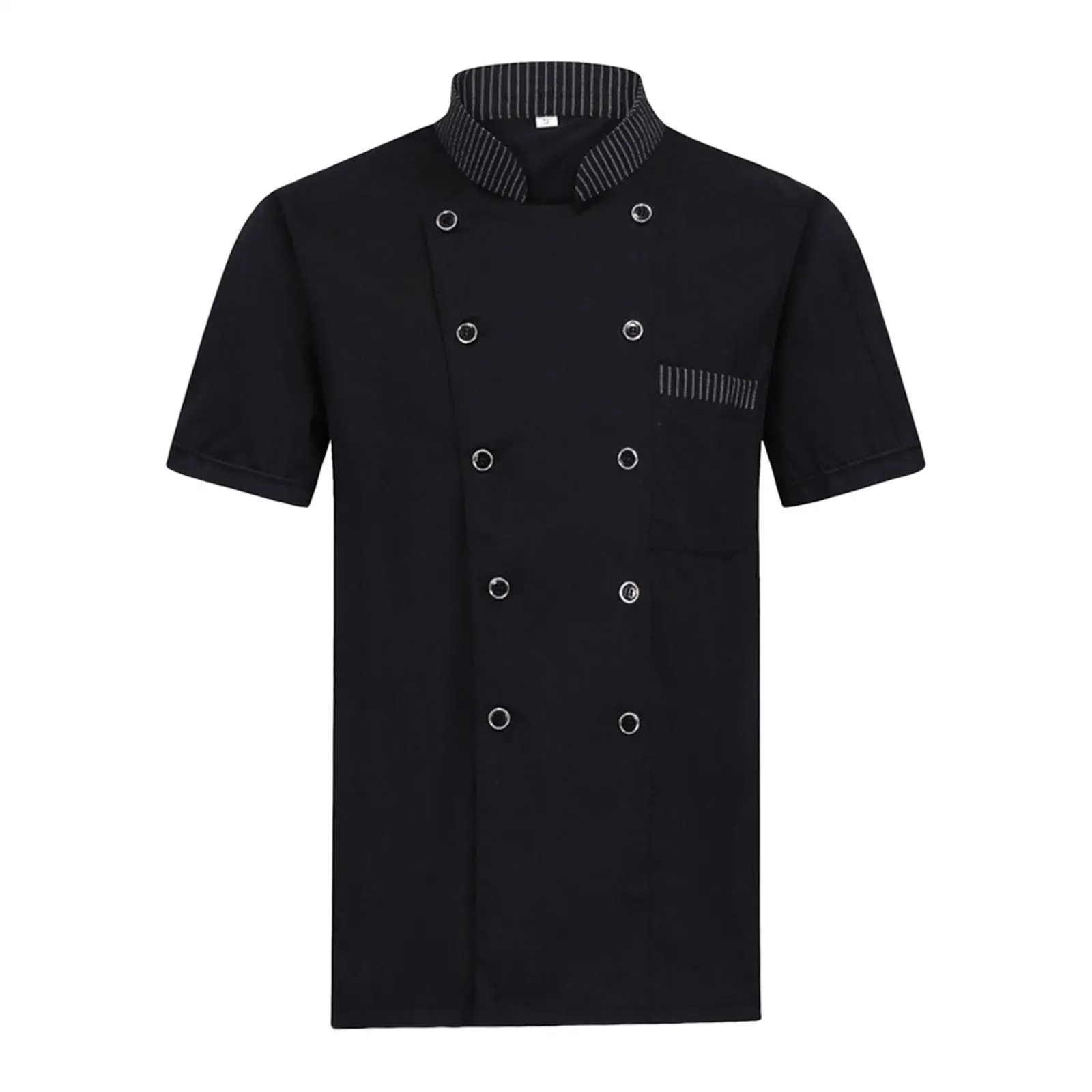 Restaurant Work Short Sleeved Uniform And Durable Fabric For Chefs And Durable. Double Breasted Is Black 3XL