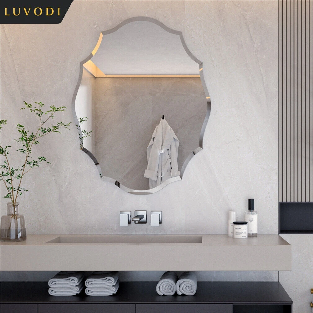 Home Decorative Art Design HD Mirror LUVODI Frameless Wall Mirror  with Beveled Edge