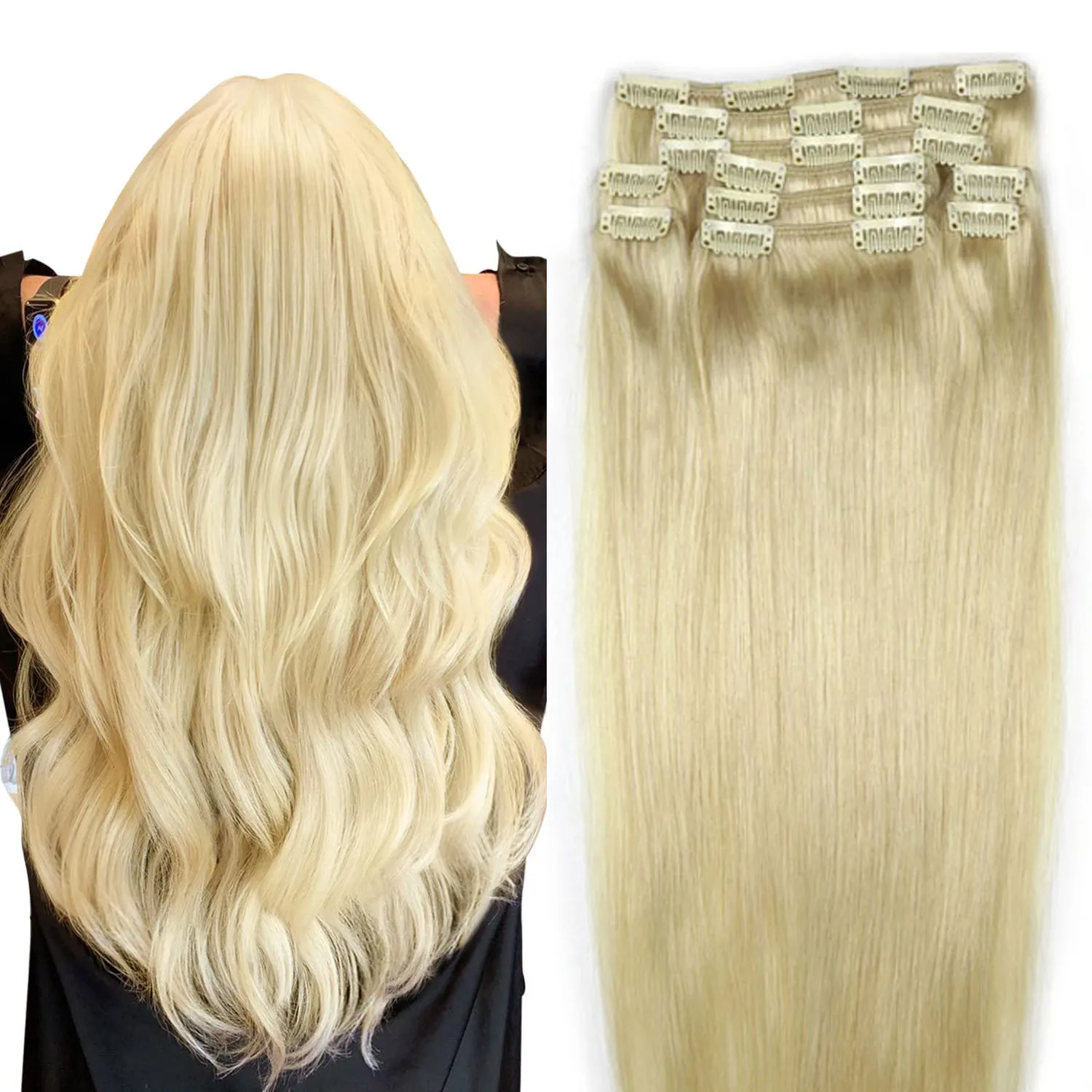 

Chocola Brazilian Remy Clip in Human Hair Extensions 16"-24" 10pcs Set 180g Clip In Human Hair Extensions Natural Straight