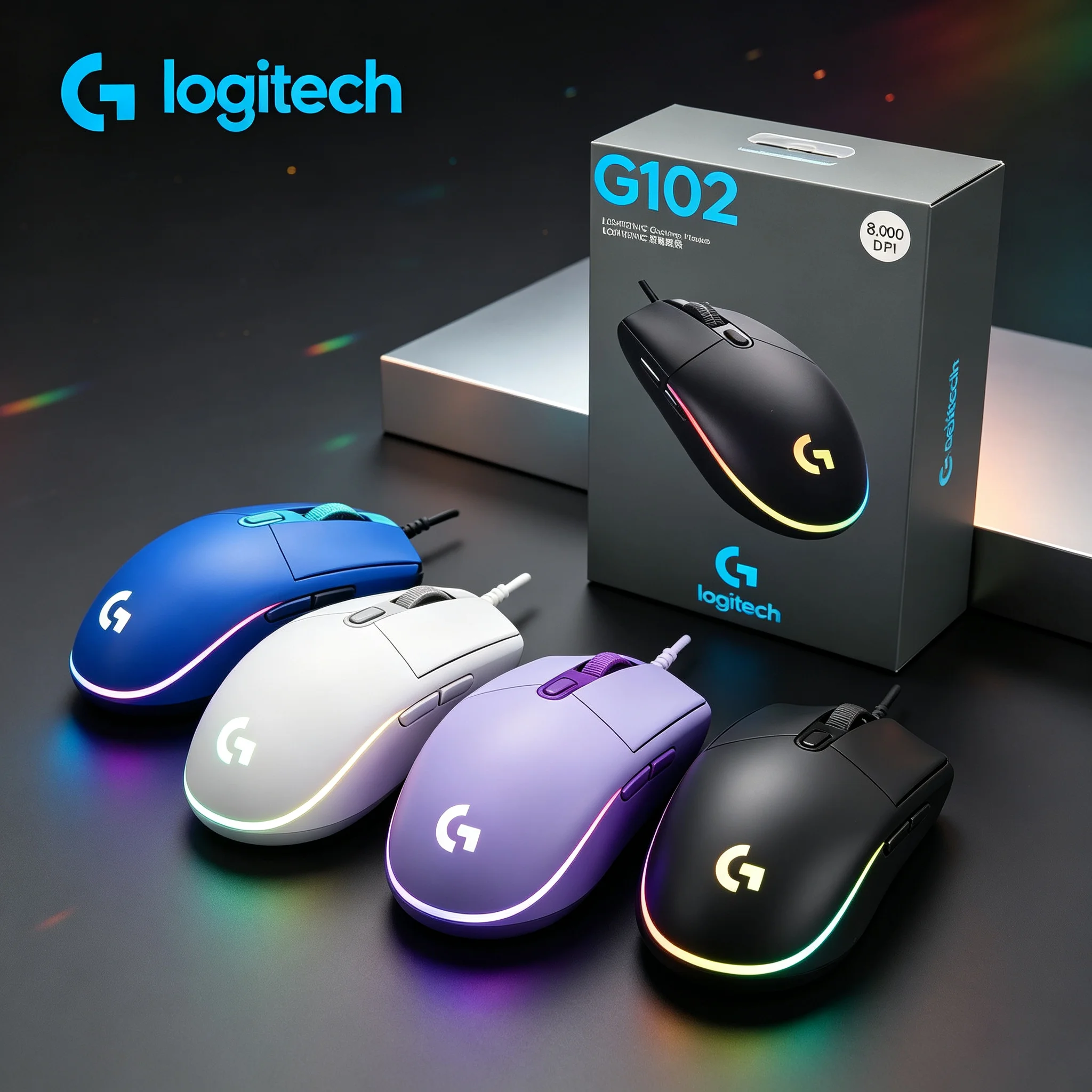 Logitech G102 Lightsync Wired Gaming Mouse Color Wave RGB Effect 6 Programmable Buttons Mice For MOBA FPS Game