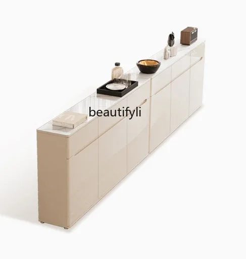 Ultra-thin dining side cabinet, living room back cabinet, cream wind bucket cabinet, wall entrance storage narrow cabinet