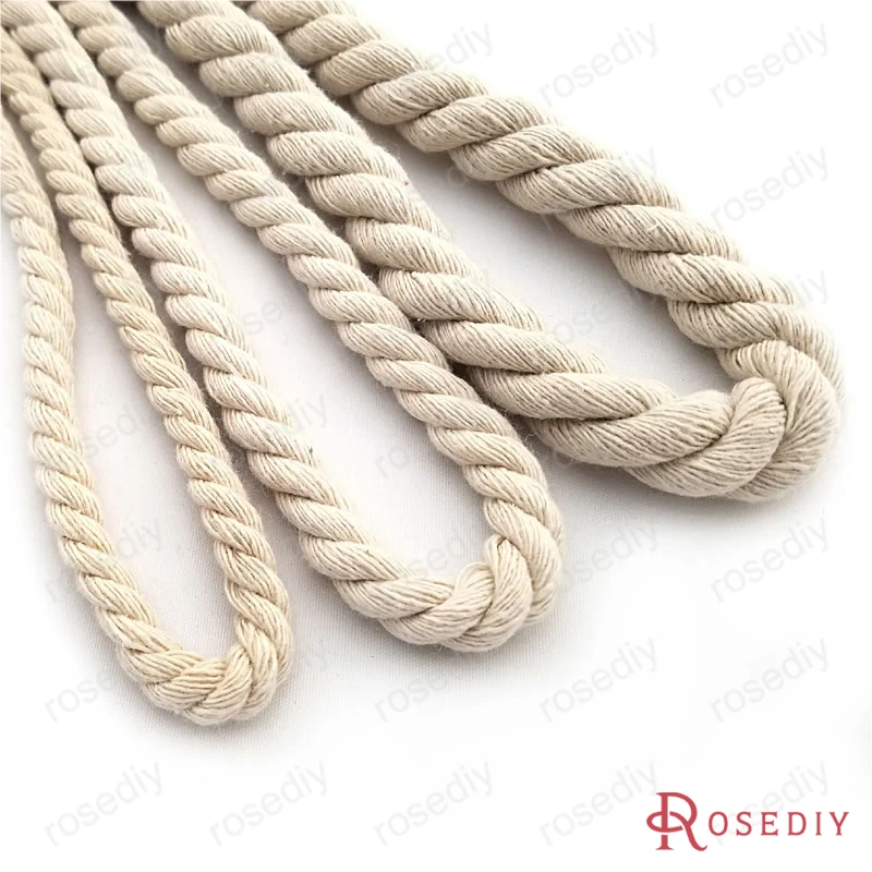 (CA1003_1M)1 meter Rope, Buy multi packs without cutting, 8mm 10mm 20mm Colorful 100% Cotton Three Strands Twisted Cords