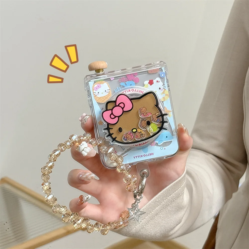 새로운 HelloKitty 사랑스러운 안티 가을 커버 Funda 삼성 갤럭시 Z Flip6 Flip5 7 Flip7 Magsafe 홀더 충격 방지 전화 케이스