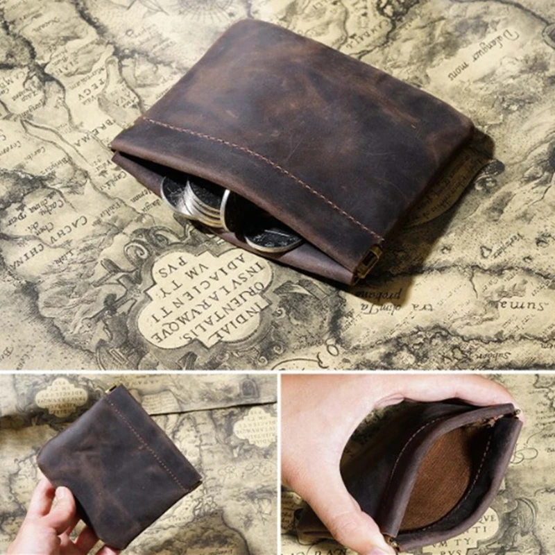 

Vintage Genuine Cowhide Small Storage Bag Female Carry-on Mini Coin Purse Cosmetic Bag