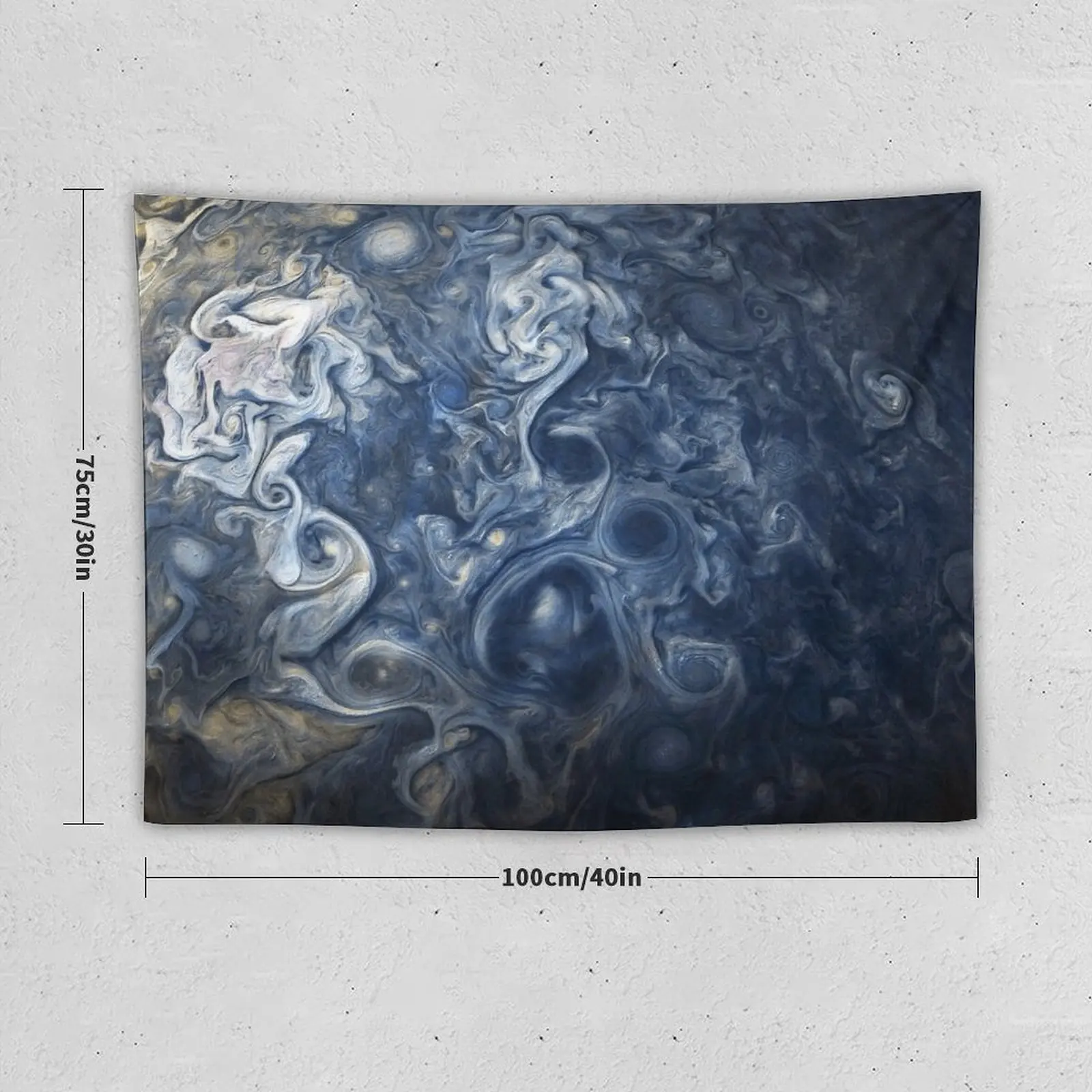 Swirling Blue Clouds of Planet Jupiter from Juno Cam Tapestry Decorative Wall Bedroom Decoration Tapestry