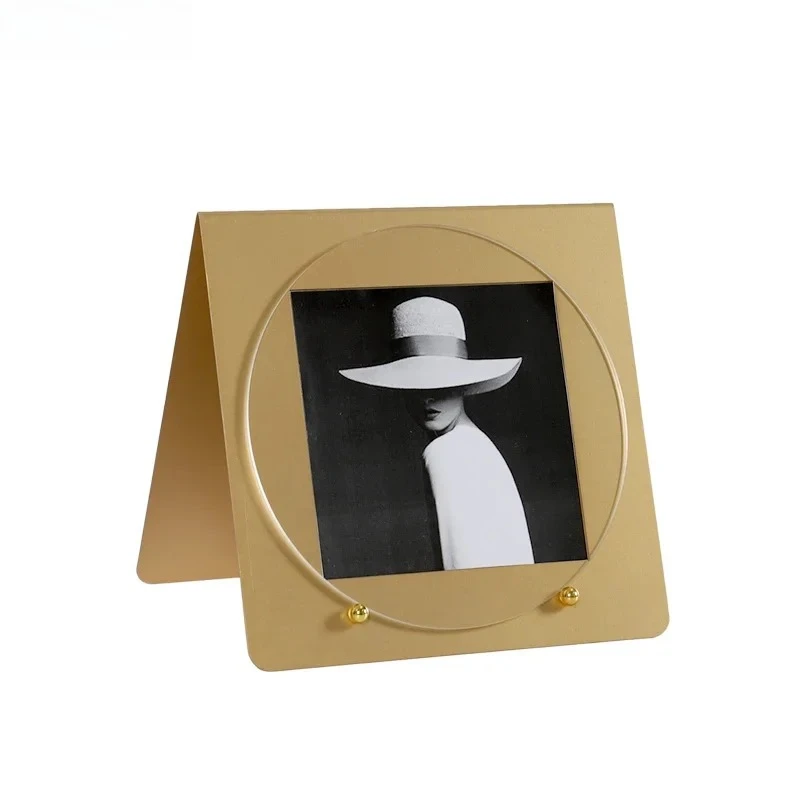 Golden Metal Acrylic Square Photo Frames Modern Picture Frame Bedside Table Wedding Anniversary Photo Frame Desk Decoration