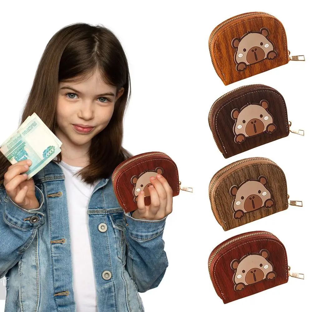 

Portable Cartoon Capybara Card Bag PU Shell Shape Coin Bag Multi-function Accessories Zipper Coin Wallet Unisex
