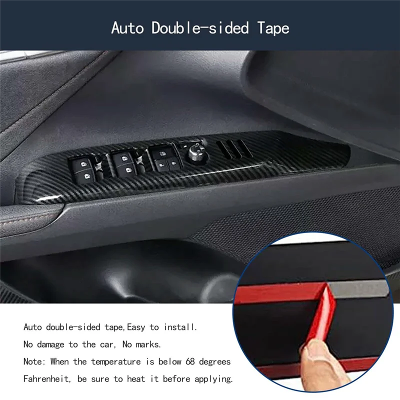 Durable-Window Switch Panel Cover Trim With Seat Memory Button For Toyota Camry 2024 2025 Accessories Carbon Fiber LHD