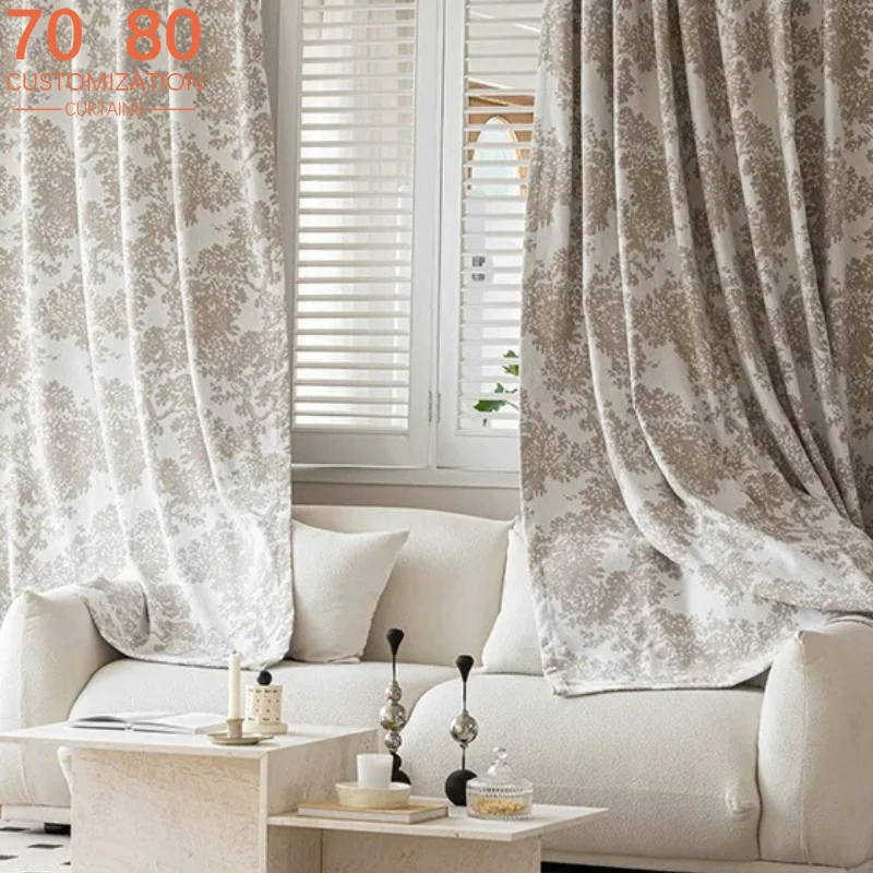 Retro Bayberry Jacquard Thickened Chenille Blackout Curtains for Living Room Bedroom French Window Balcony Window Customized