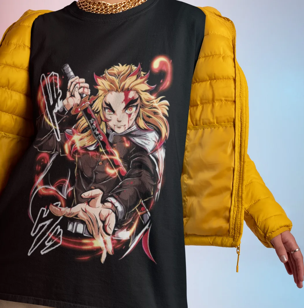 Kyojuro Rengoku Shirt Demon Slayer Tshirt Tanjiro T-Shirt Flame Pillar Anime Tee