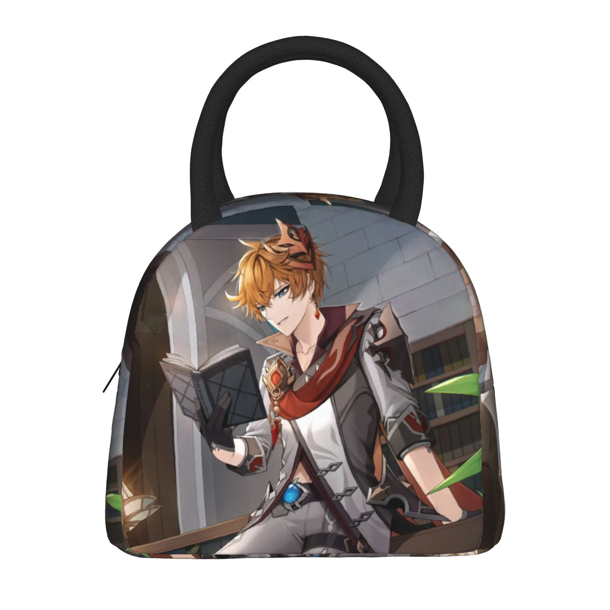Genshin Impact Tartaglia Childe Insulated Lunch Bag for Men Women Cute Food Reusable Cooler Thermal Lunch Boxes For School
