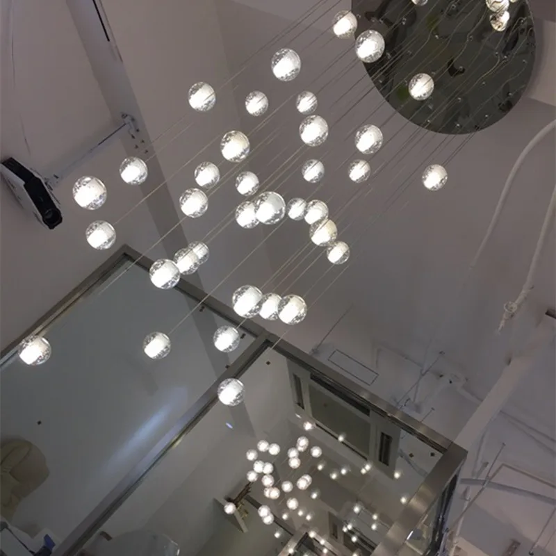 Modern staircase chandelier Living room Bedroom Kitchen stairwell Long Chandelier high ceiling sphere ball chandelier Lustre