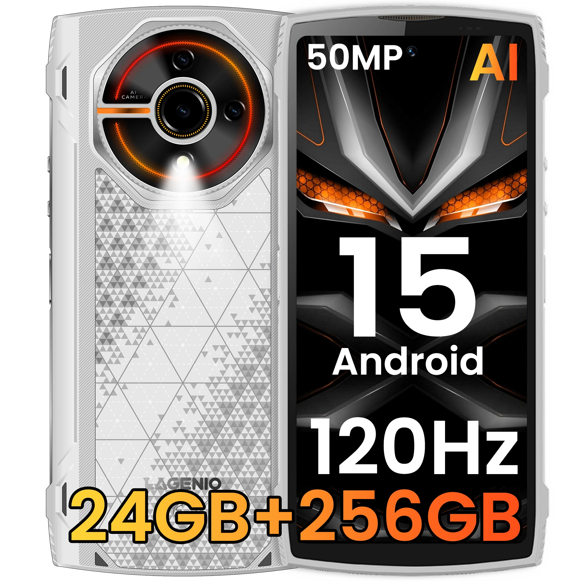 هاتف ذكي متين 4G LAGENIO Panther 2 Pro أندرويد 15 8GB + 256GB هاتف محمول 50MP 5150mAh 6.7 "HD هاتف محمول رفيع للغاية Gemini