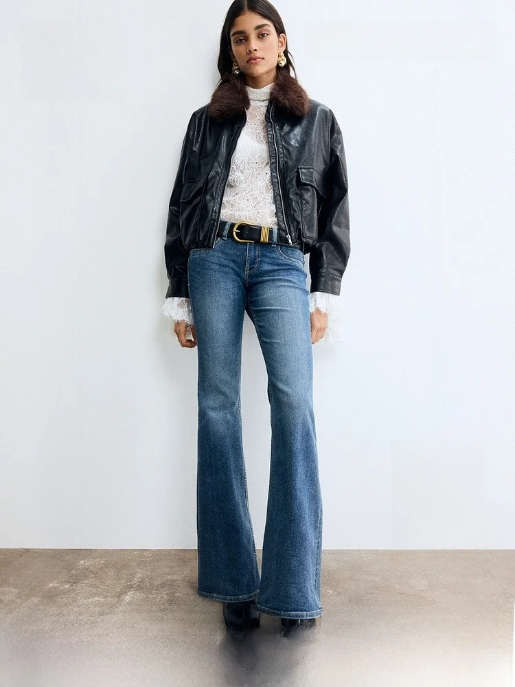 

Low Waist Skinny Jeans Women's Summer Fashion Jeans Bell Bottoms Vintage Washed Denim H&M Standard Fit Youth Ladies' Jeans