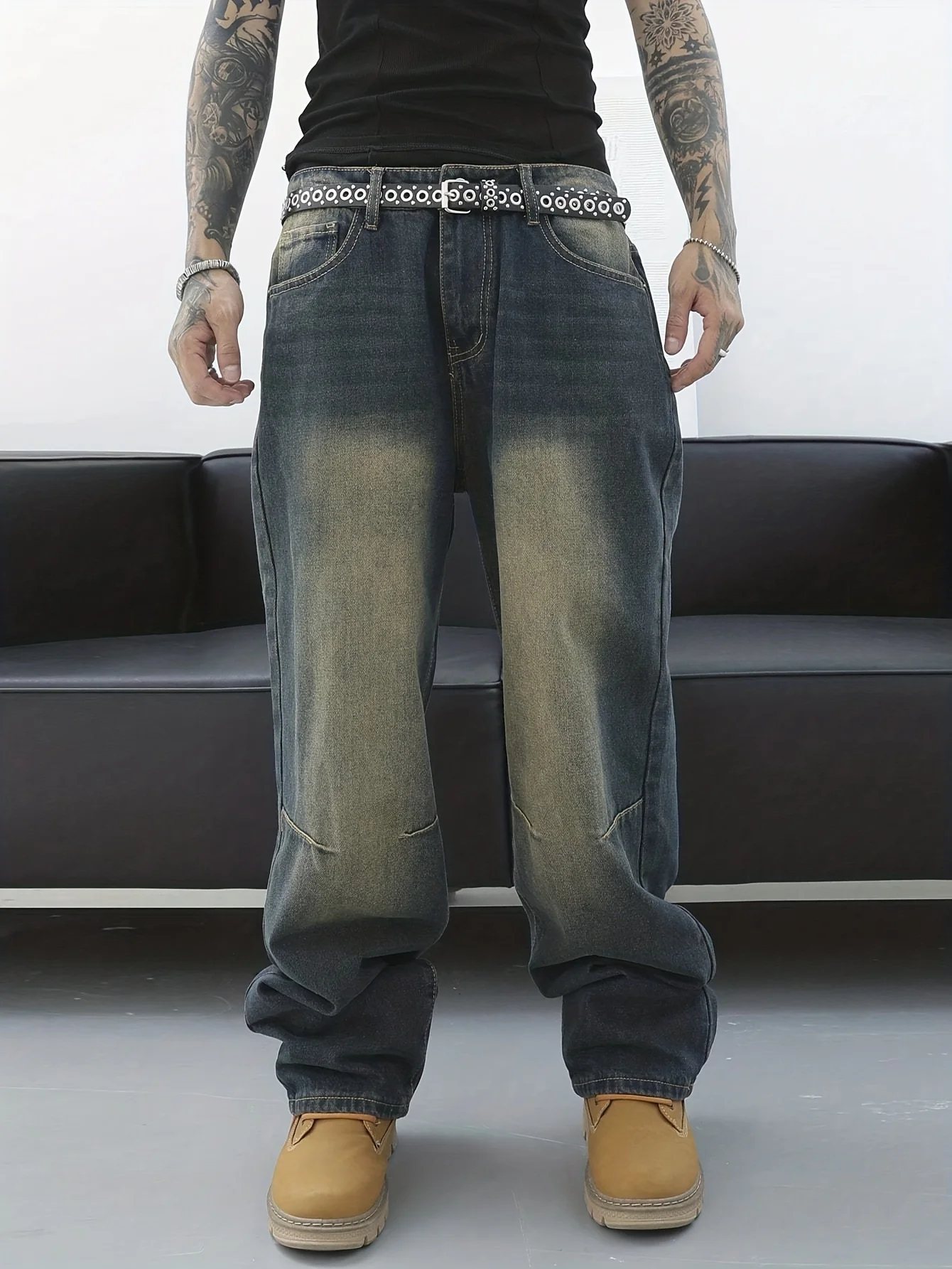 خمر الرجال y2k فضفاض الدينيم الجينز للرجال موضة سراويل تقليدية الشارع الشهير الدنيم الهيب هوب واسعة الساق مستقيم بناطيل كاجوال #3
