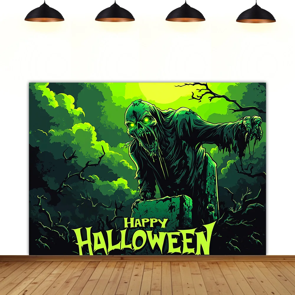 

Happy Halloween Theme background festival party horror witch zombie Halloween room decoration photography backdrop